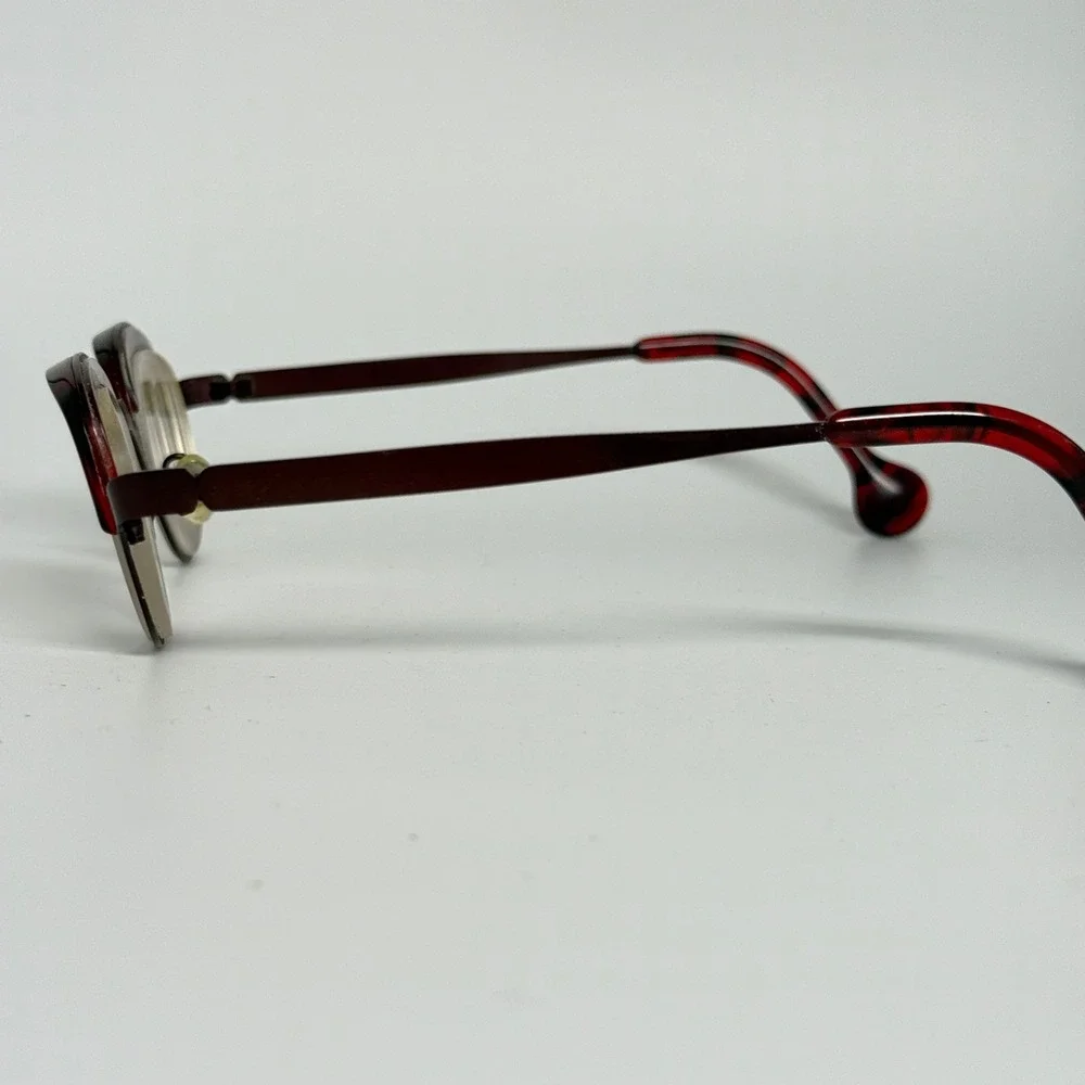 Theo Iti Eyeglasses Frames Belgium Burgundy Tortoise Shell Round Cat Eye‎ 63